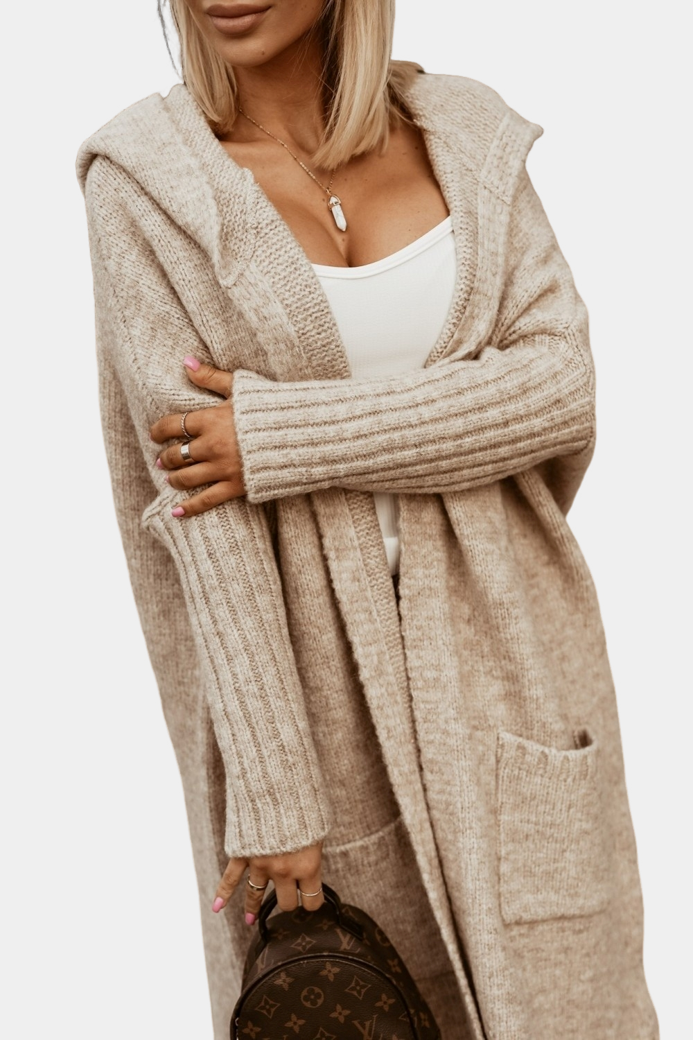 EB | Lange, locker geöffnete Damenstrickjacke