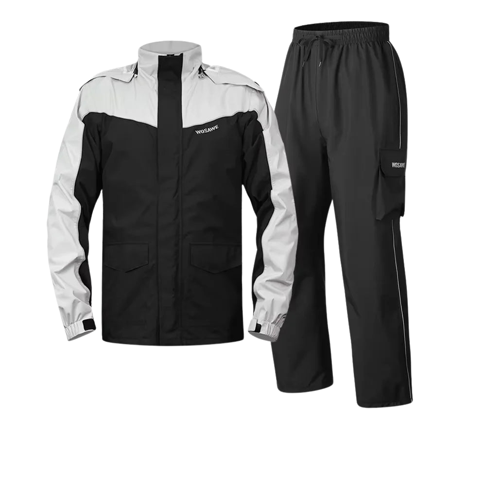 EB | Herren Motorrad Regenjacke Wasserdicht - Reflexschwarz/Grün S-2XL