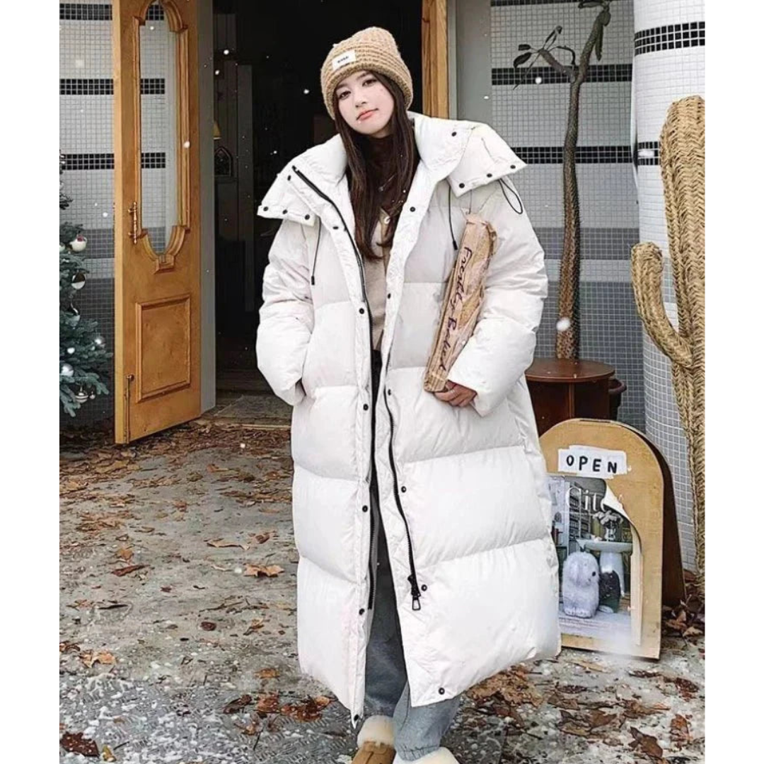 EB | Lange Winter Puffer Daunen Jacke - Kapuze