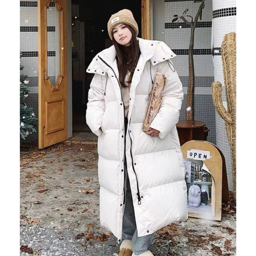 EB | Lange Winter Puffer Daunen Jacke - Kapuze