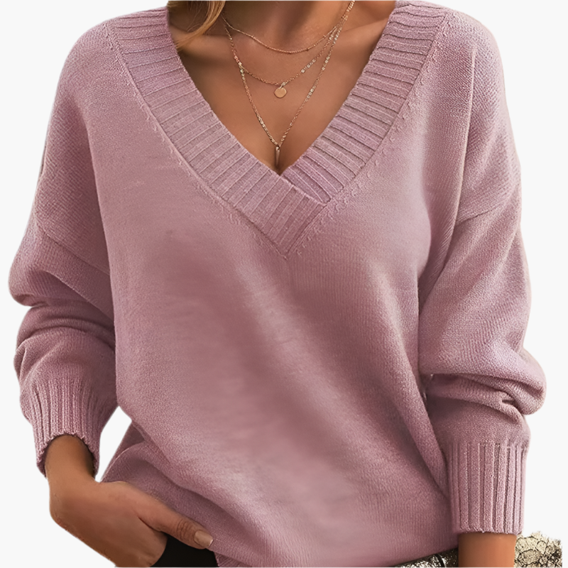 EB | V-Neck Pullover - Elegante Strickpullover Im Oversize-Stil für Alltag & Büro
