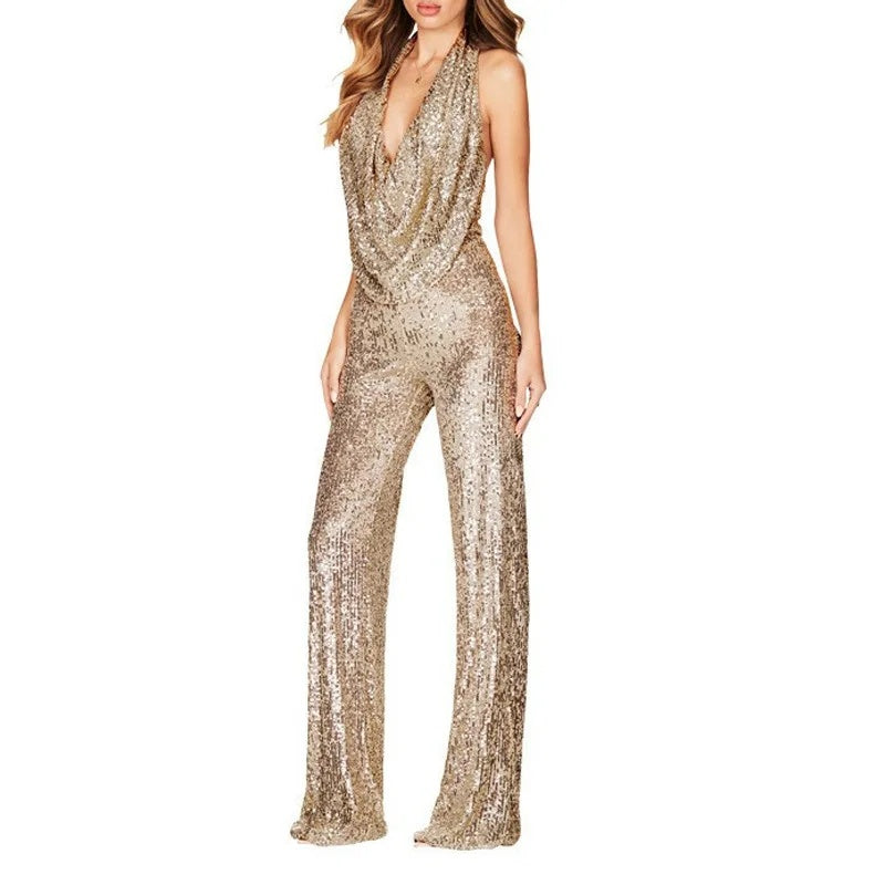 Damen eleganter Glitzer-Jumpsuit EB
