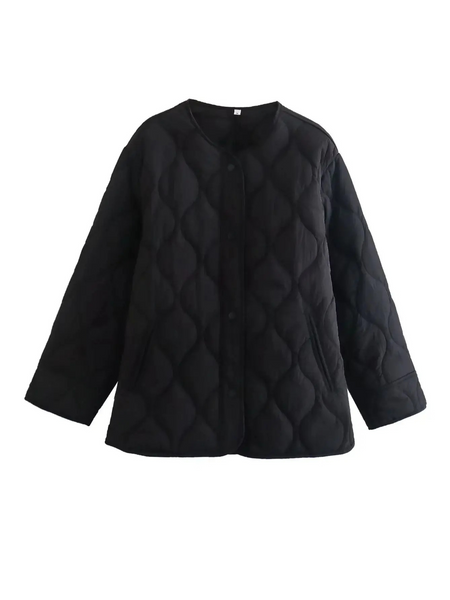 EB | Elegante Langarm-Steppjacke mit Ein-Knopf-Verschluss Ideal für Herbst/Winter