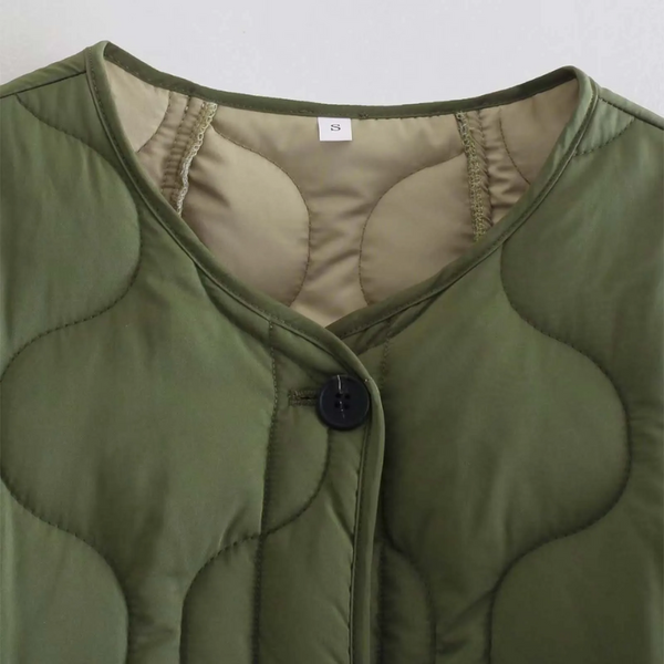 EB | Lässige Rundhals-Steppjacke mit Karomuster und großen Taschen Ideal für Herbst/Winter