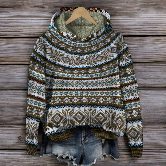 EB | Isländischer Gestrickter Kapuzenpullover für Den Winter