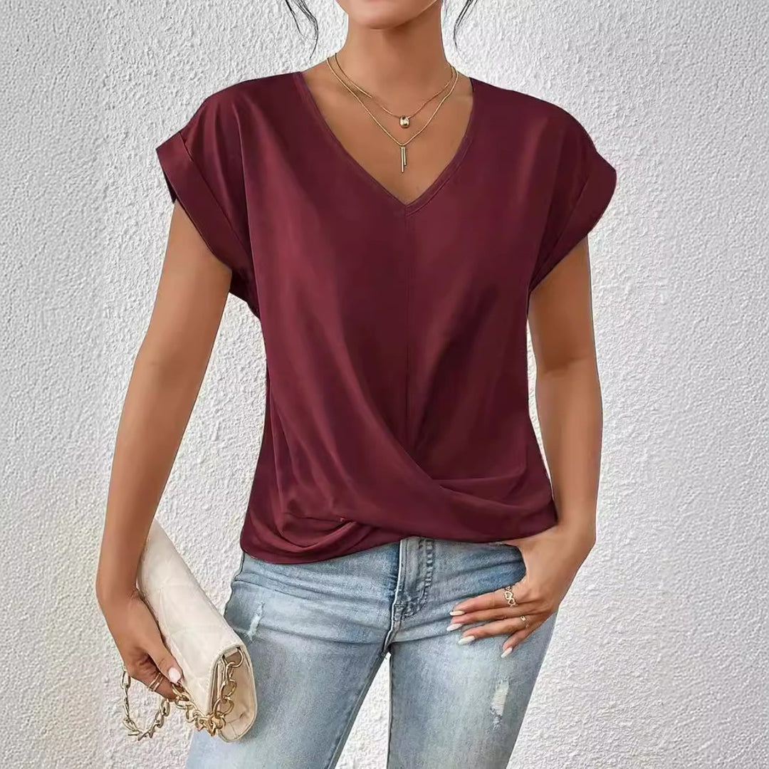 EB | Einfarbiges T-Shirt mit V-Ausschnitt