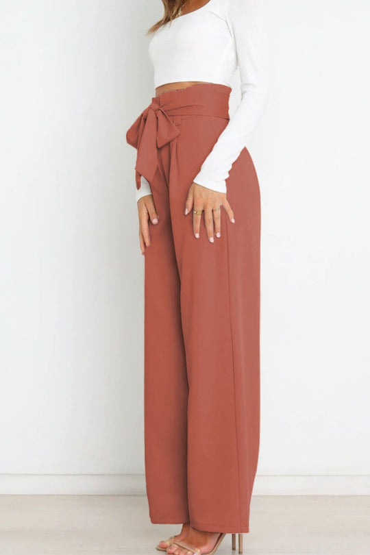 EB | Hohe Taille Paperbag Hose mit Schleifendetail