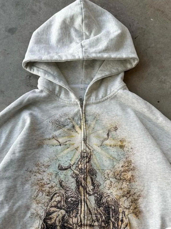 EB | Weiße Oversized Hoodie mit Druck