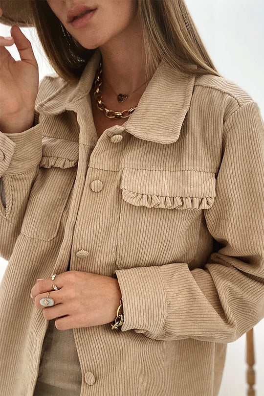 EB | Cordurahemdjacke mit Rüschendetails Baumwollmischung Elegant und Modern