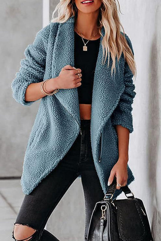 EB | lässige Lammlederjacke mit Reißverschlusstaschen und Kastenveloursjacke
