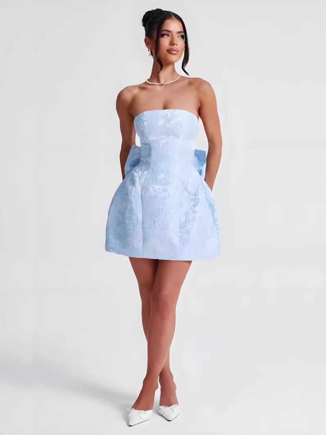 EB | Temperament sexy Jacquard Tube Top Schleife Kleid