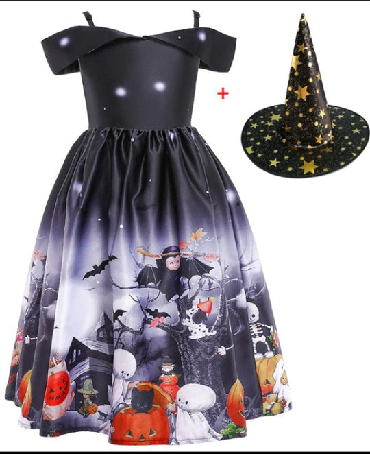 Heidi-Mode | Halloween Prinzessinkleid mit Halloween Druck