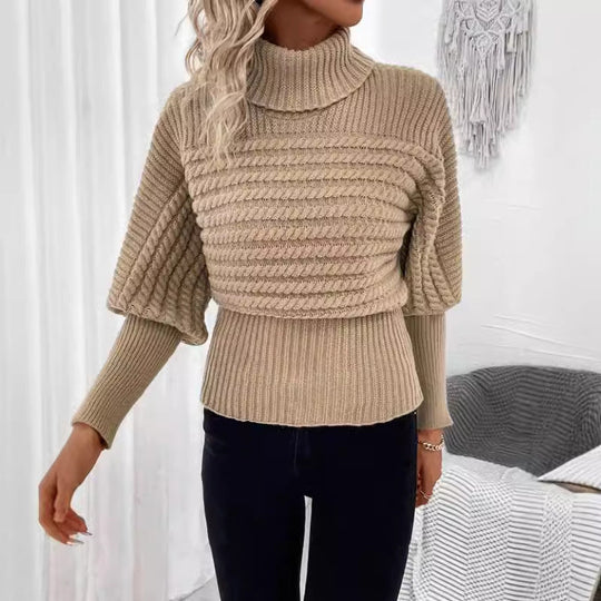 EB | Pullover mit Hohem Kragen Geschichtete Ärmeln Modern und Warm