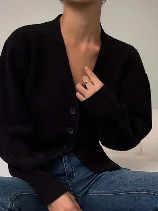 EB | Strick-Cardigan mit V-Ausschnitt und Knopfleiste