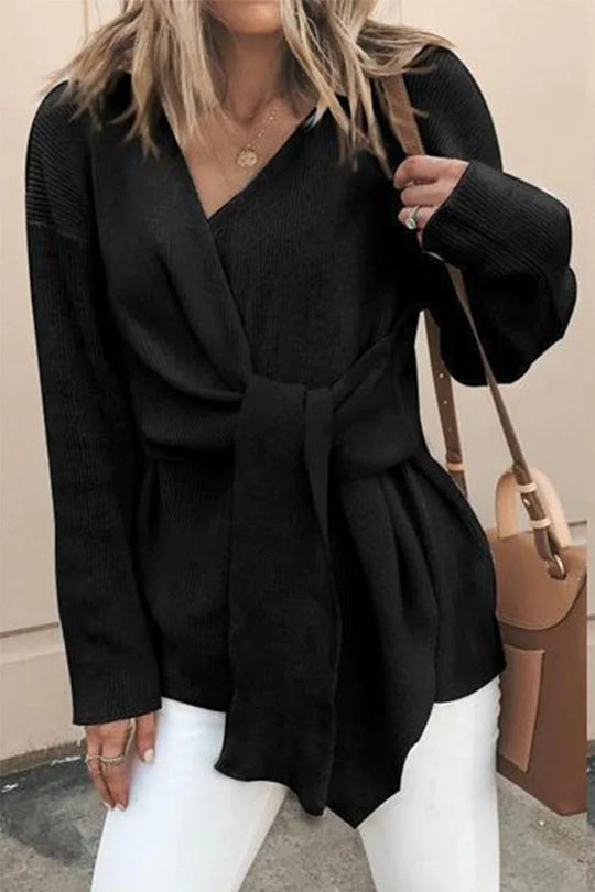 EB | Lässige, solide Patchwork-Strickjacke