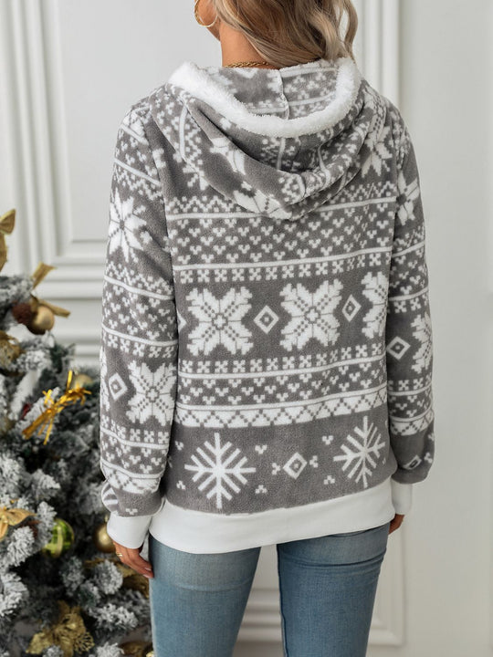 EB | Kapuzenshirt mit Schneeflocken und Kordelzug