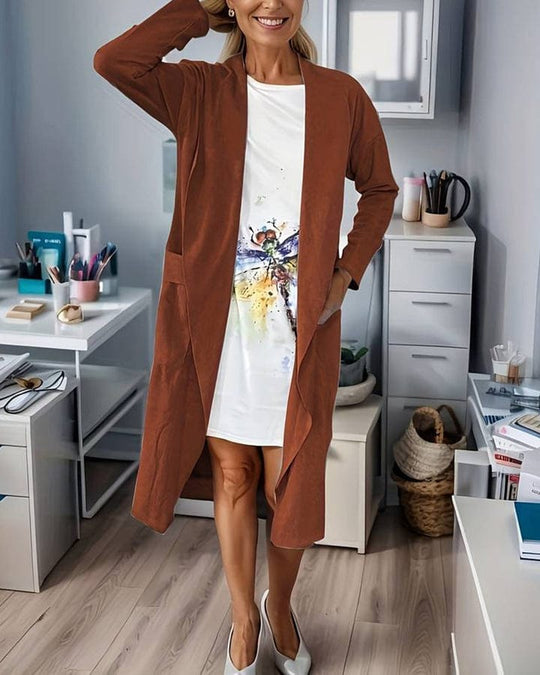 EB | Langer Mantel Lässig Hochwertig Moderner Stil Ideal Für Den Winter