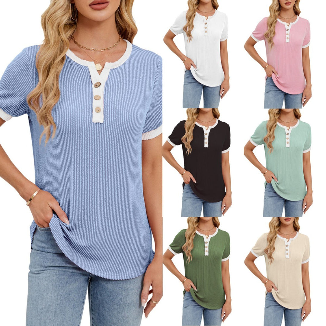 EB | T-Shirt mit V-Ausschnitt in Uni-Farbe