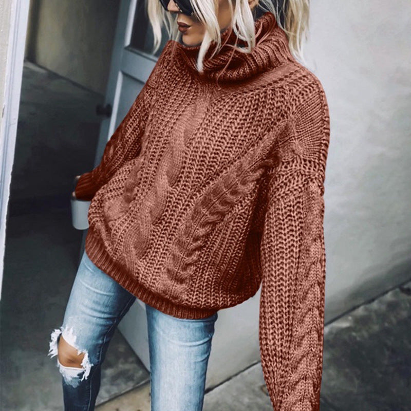 EB | Chunky Strickpullover mit Rollkragen Weich und Warm Kabelstrick