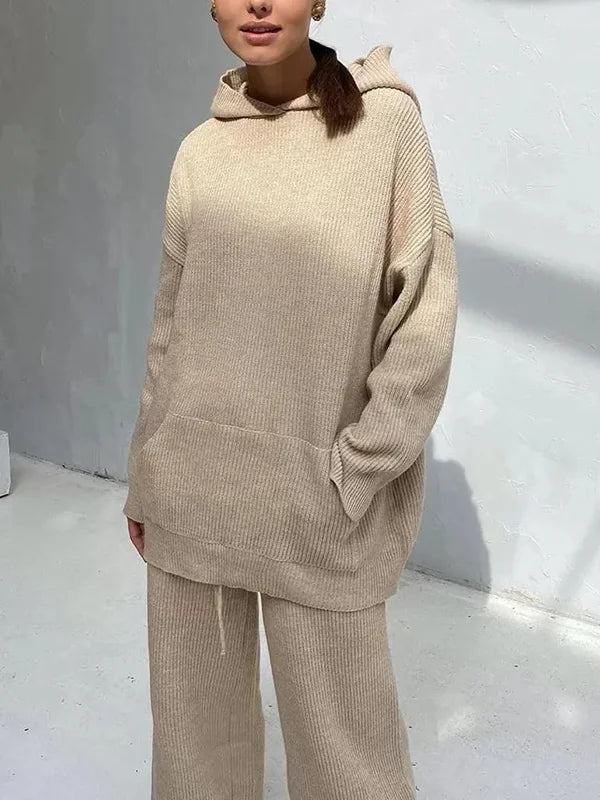 EB | Luxus Frau Hoodie Gestreiftes Set