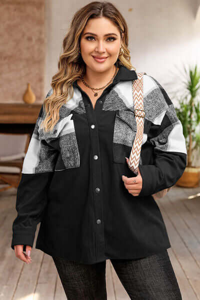 EB | Shacket Jacke - Oversized Fit - Baumwollmischung - Karomuster - Knöpfe und Taschen