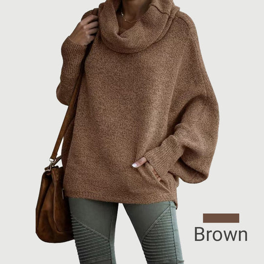 EB | Gemütlicher Batwing-Pullover mit Wasserfallausschnitt und Taschen