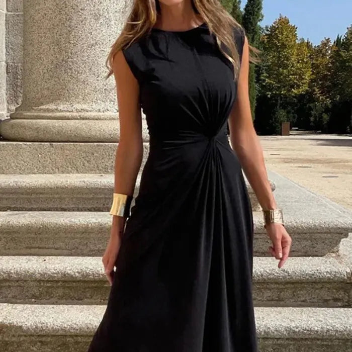 EB | Elegantes Langkleid mit Langen Ärmeln, Revers und Unifarbenem V-Ausschnitt für Damen
