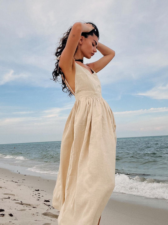 EB | Neckholder-Kleid aus Baumwolle mit Hosenträgern