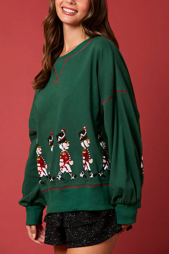 EB | Weihnachts Soldat Pailletten Langarm Freizeit Sweatshirt
