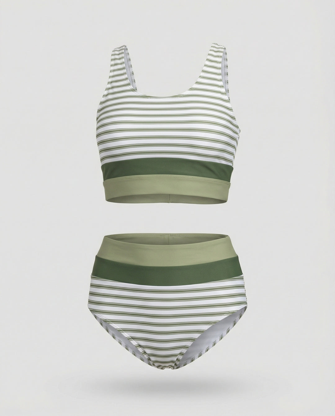 EB | Gestreiftes Reißverschluss-Rücken Schick Bikini Set