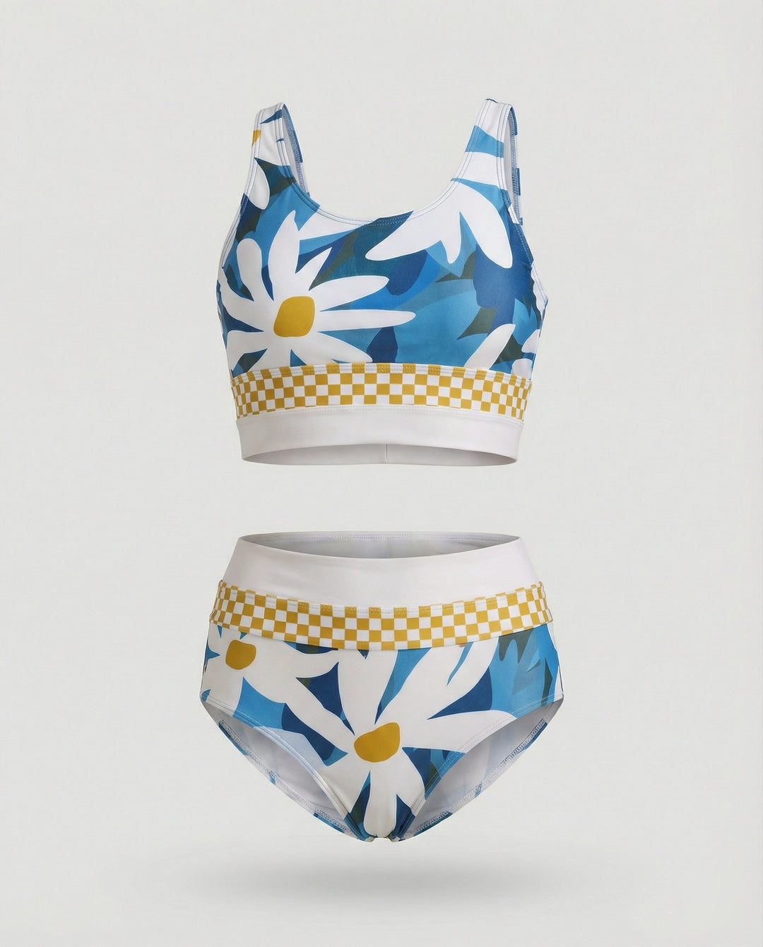 EB | Gestreiftes Reißverschluss-Rücken Schick Bikini Set