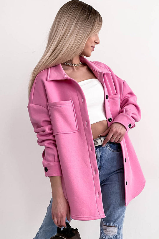 EB | Oversized Hemdbluse mit Großen Taschen Polyester Minimalistisch und Stilvoll