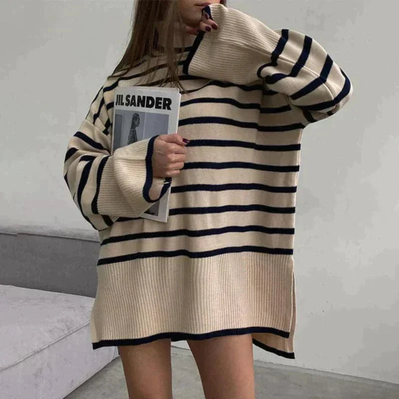 EB | Strickpullover Oversized Fit Weicher Rollkragen Langer Ärmel Freizeit Design