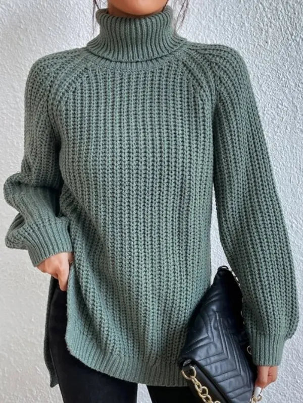 EB-rollkragenpullover Mit Raglanärmel Und Geteiltem Saum
