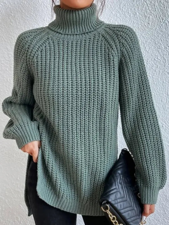 EB-rollkragenpullover Mit Raglanärmel Und Geteiltem Saum