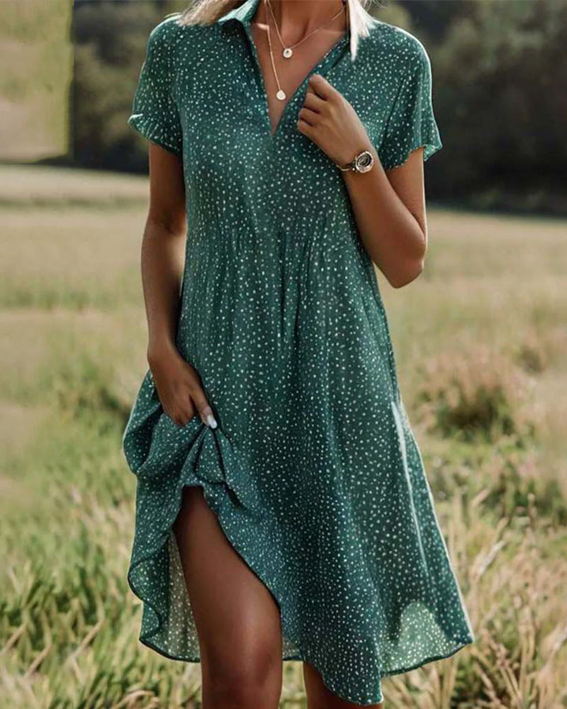 EB | Lässiges Grünes Kleid mit Hemdkragen