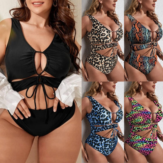 EB | Großer einteiliger Bikini mit Leopardenmuster