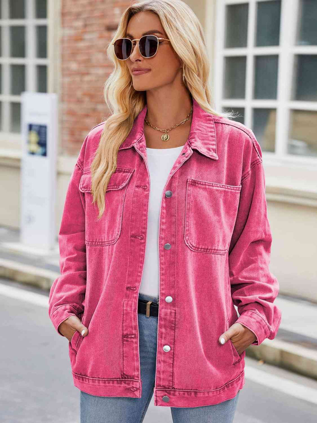 EB | Knopf-Down Denimjacke mit Taschen