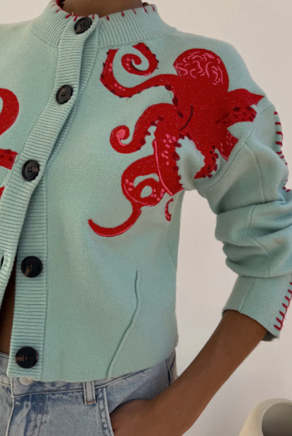 EB | Strandstrick-Cardigan mit nautischem Oktopus-Design