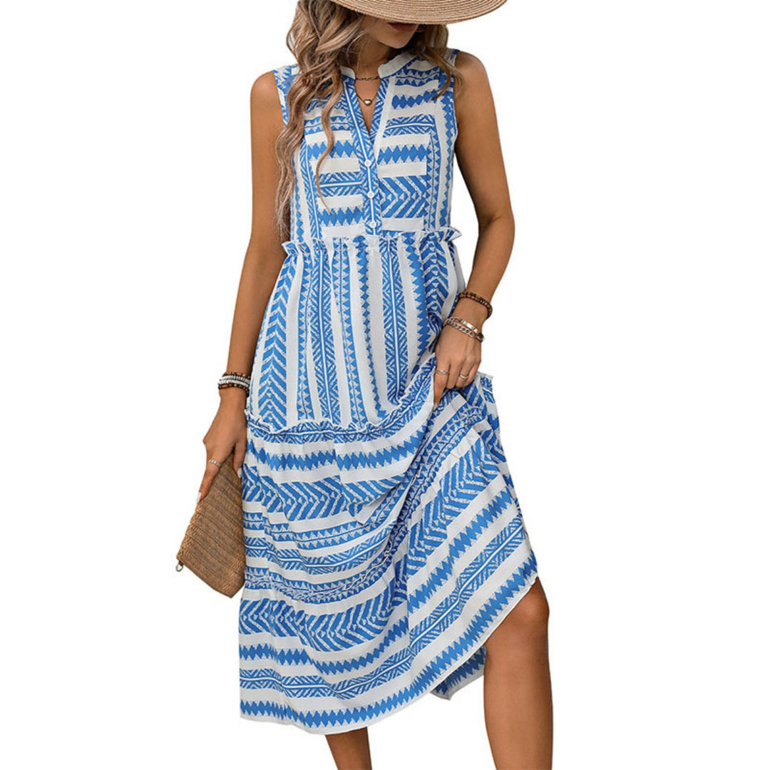 EB | Kleid mit ethnischem Print und V-Ausschnitt