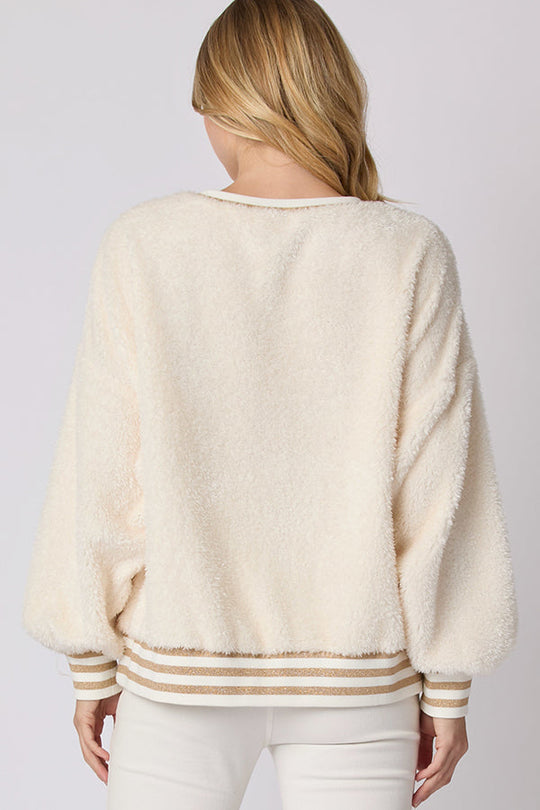 EB | Weihnachtsbuchstaben Strass Langarm Rundhalsausschnitt Sweatshirt