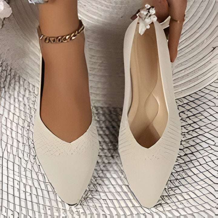 Charmaine | Damen Mode flache Schuhe, Casual Pointed Toe Knit Flats EB