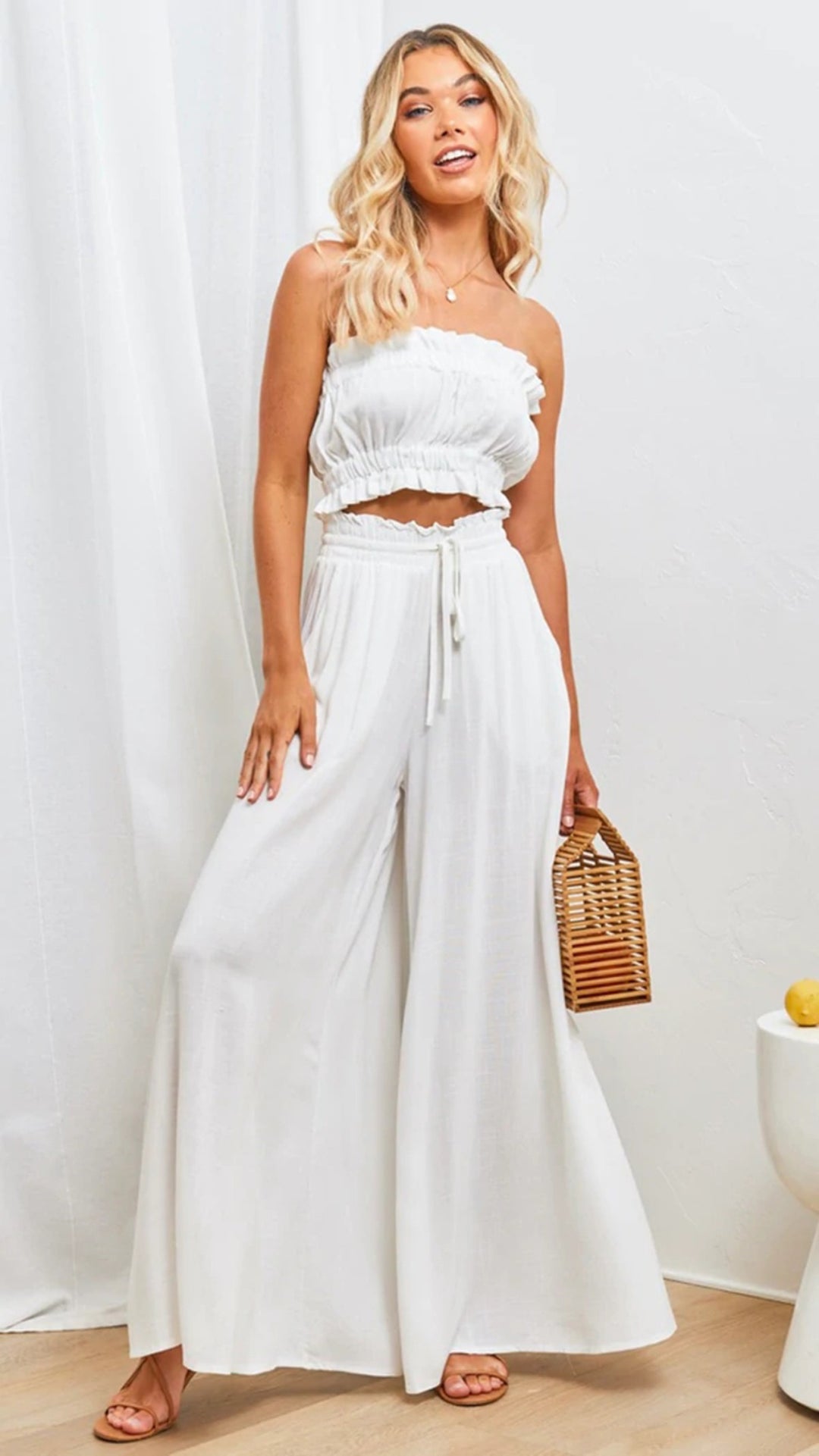 EB | Elastischer Gürtel Weites Bein Hohe Taille Hose