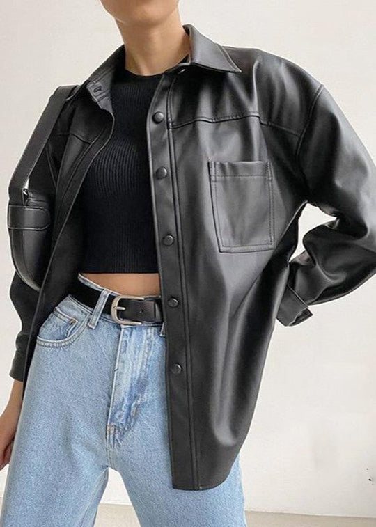 EB | Kunstleder Button-Up Jacke