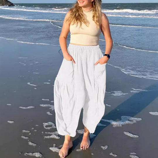 EB | Plissierte Hose mit weitem Bein und hoher Taille