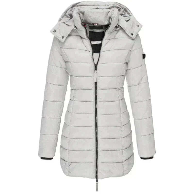 EB | Damen Lange Winter Pufferjacke mit Kapuze