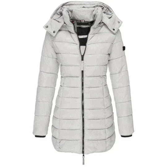 EB | Damen Lange Winter Pufferjacke mit Kapuze