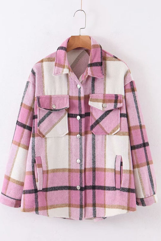 EB | Karo Gefallen Schulter Shirtjacke