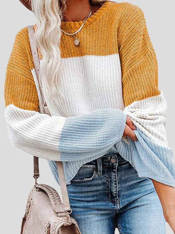 EB | Colorblock-Strickpullover für Herbst-Lagenlook