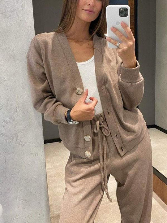 EB | lässiges V-Ausschnitt Pullover- und Hose-Set